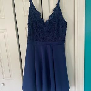 Navy Lace Skater Dress- M